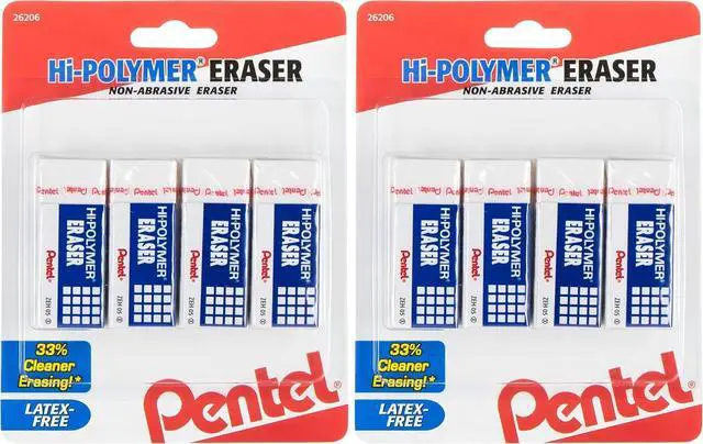 Main image of Pentel Hi-Polymer Block Eraser, Small | White | Pack of 8 | ZEH05BP4