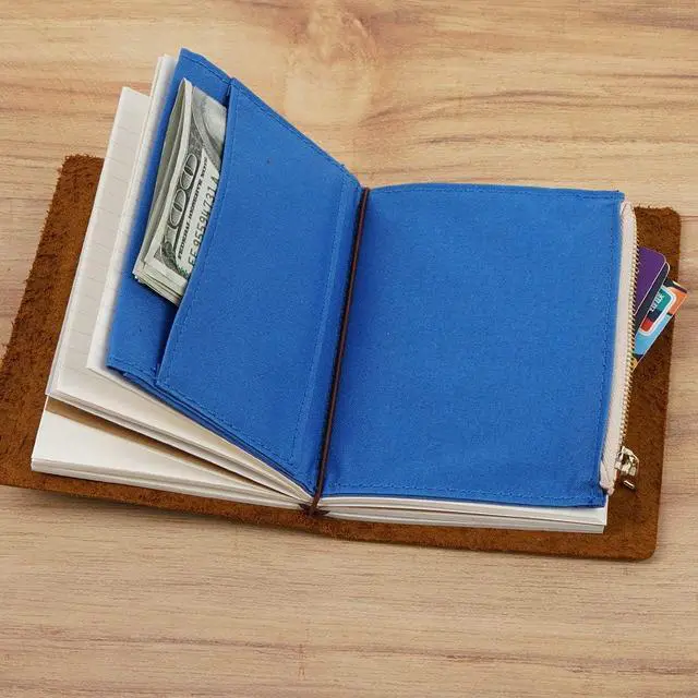 Alt view image 5 of 5 - Moterm Canvas Zipper Pocket Insert Pouch for Travelers Notebook Refill | Color: Deep Blue, Size: Passport, TN Accessories, Card Holder Storage Bag File Folder