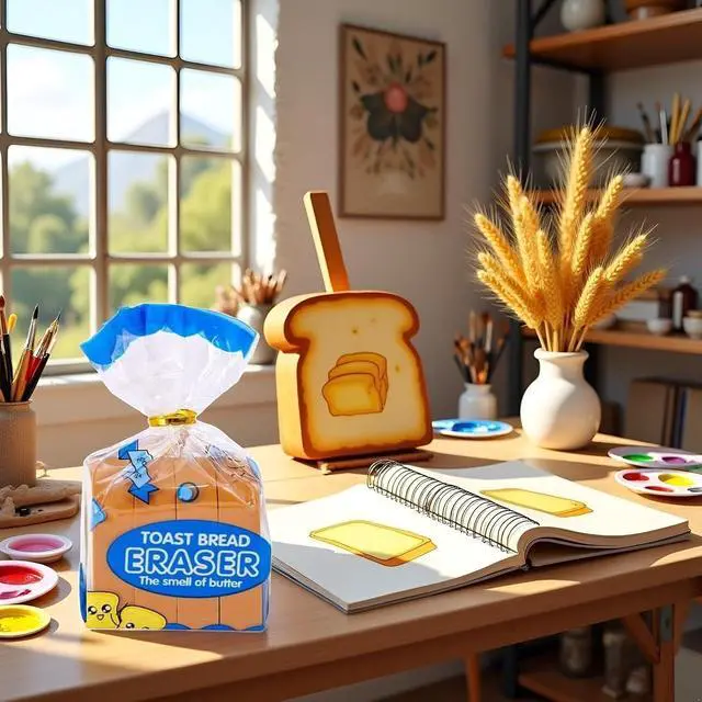 Alt view image 3 of 6 - Brown Food Erasers,Toast Bread Eraser Stationery,Bread Shape,Pencil Eraser Sketching Tools, Mini ErasersFood erasers for StudentStandard Pencil Erasers