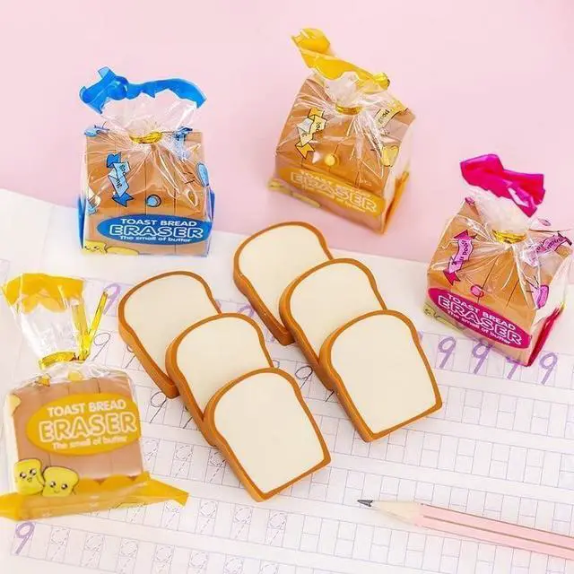 Alt view image 4 of 6 - Brown Food Erasers,Toast Bread Eraser Stationery,Bread Shape,Pencil Eraser Sketching Tools, Mini ErasersFood erasers for StudentStandard Pencil Erasers