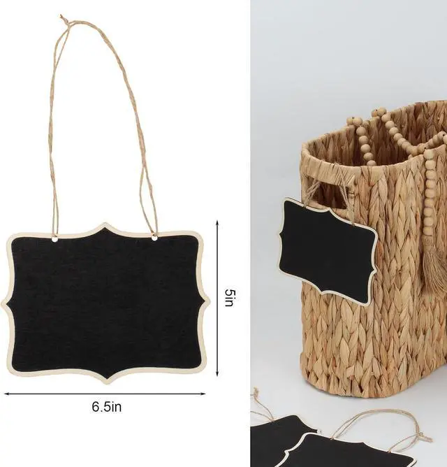 Alt view image 2 of 7 - 12 Pcs Mini Wooden Chalkboard Signs for Message Board Signs, Mini Chalkboards Hanging Price Tags with String, 6.5x5 Inch Rectangle Chalkboards Message Board Hanging Signs for Party Buffet Food