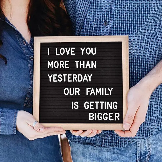 Alt view image 3 of 7 - Veskaoty Felt Letter Board with 294 Letters, 10 x 10 Inch, Black & Wood | Changeable Message Board, Wooden Frame, Wall Mount, Numbers, Symbols, Baby Pregnancy Announcement Sign, Classroom Decor