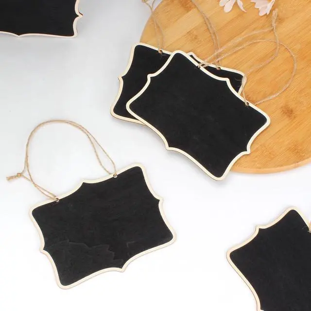 Alt view image 5 of 7 - 12 Pcs Mini Wooden Chalkboard Signs for Message Board Signs, Mini Chalkboards Hanging Price Tags with String, 6.5x5 Inch Rectangle Chalkboards Message Board Hanging Signs for Party Buffet Food