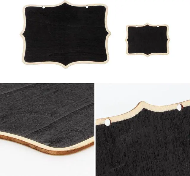 Alt view image 7 of 7 - 12 Pcs Mini Wooden Chalkboard Signs for Message Board Signs, Mini Chalkboards Hanging Price Tags with String, 6.5x5 Inch Rectangle Chalkboards Message Board Hanging Signs for Party Buffet Food