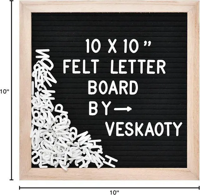 Alt view image 7 of 7 - Veskaoty Felt Letter Board with 294 Letters, 10 x 10 Inch, Black & Wood | Changeable Message Board, Wooden Frame, Wall Mount, Numbers, Symbols, Baby Pregnancy Announcement Sign, Classroom Decor