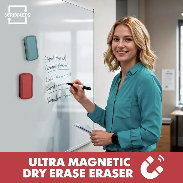 Alt view image 3 of 7 - SCRIBBLEDO Dry Erase Eraser Boho Magnetic White Board Eraser for Streak-Free Cleaning for Dry-Erase Whiteboard Multi Pack for Classroom Office & Home 2 Pack
