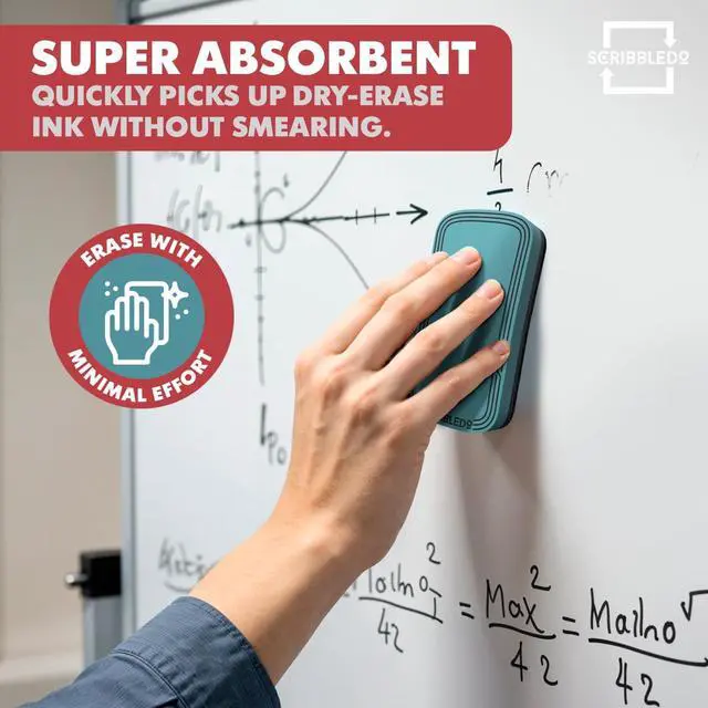 Alt view image 7 of 7 - SCRIBBLEDO Dry Erase Eraser Boho Magnetic White Board Eraser for Streak-Free Cleaning for Dry-Erase Whiteboard Multi Pack for Classroom Office & Home 2 Pack