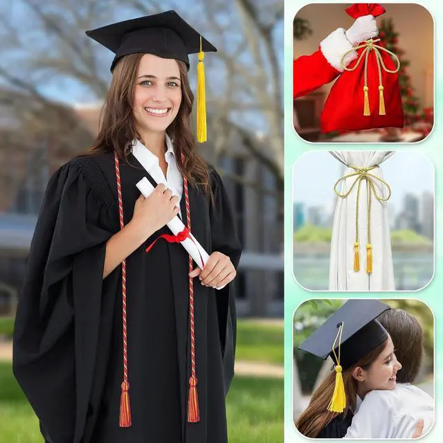Alt view image 5 of 7 - Graduation Cords, Red Gold Graduation Honor Cord for Class of 2026, 68 Long Polyester Yarn Honor Ropes for 2026 Grad Students, Bachelor Gown