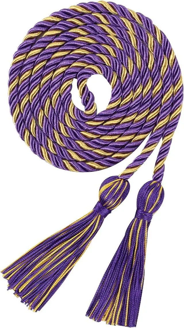 Alt view image 3 of 7 - Graduation Honor Cord 68" Grad Braided Honor Cords with Tassel Honor Rope Grad Cords for Graduation Students Bachelor Master Doctoral Gown Grad Decor (Purple and Gold)