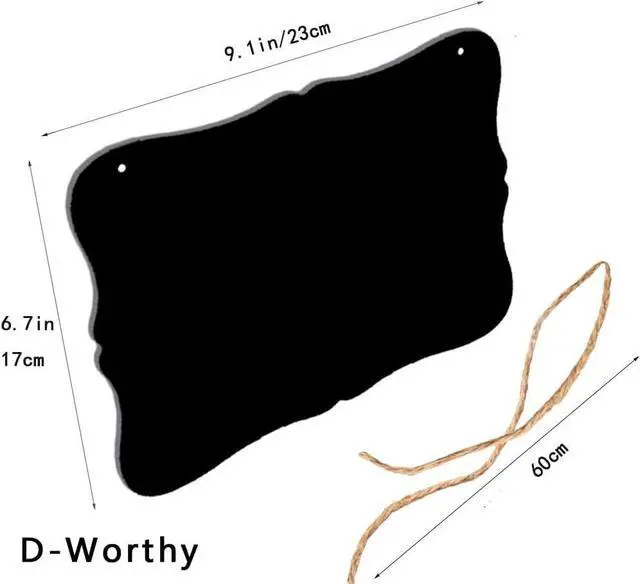 Alt view image 2 of 3 - Wooden Double Sided Hanging Chalkboard Signs, Vintage Erasable Message Board Sign with Hanging String for Wedding Kitchen Home Party Decoration (Rectangle 03)
