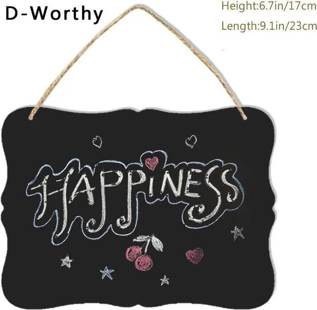 Alt view image 3 of 3 - Wooden Double Sided Hanging Chalkboard Signs, Vintage Erasable Message Board Sign with Hanging String for Wedding Kitchen Home Party Decoration (Rectangle 03)