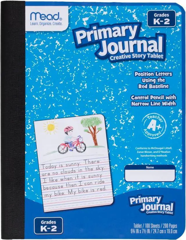 Main image of Mead Primary Journal Creative Story Tablet Composition Notebook, 7.5" x 9.75", Grades K-2, 100 Sheets, Blue (09554)