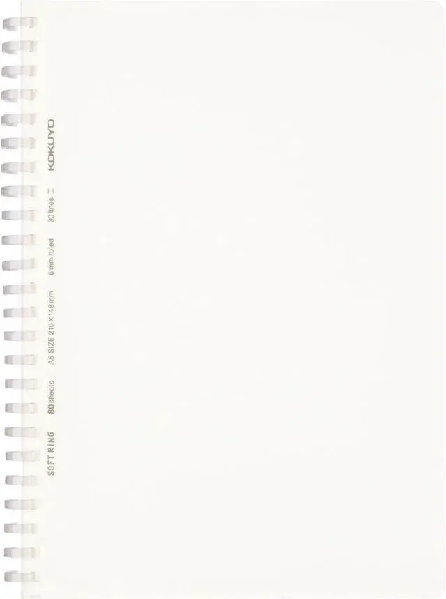 Main image of KOKUYO Spiral Lined Notebook, 8.3'' x 5.8'' Business Journal A5 Soft Ring Notebooks with A 6mm Ruled, 80 Perforated Sheets, Clear 1 Subject Notebook, Note Taking for Work. Japan Import (SU-SV538B-T)