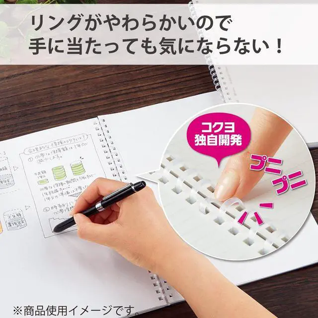 Alt view image 2 of 7 - KOKUYO Spiral Lined Notebook, 8.3'' x 5.8'' Business Journal A5 Soft Ring Notebooks with A 6mm Ruled, 80 Perforated Sheets, Clear 1 Subject Notebook, Note Taking for Work. Japan Import (SU-SV538B-T)