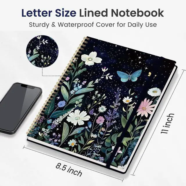 Alt view image 5 of 7 - Taja Large Spiral Lined Journal for Women and Men, Notebook for Work | Celestial 8.5" x 11" Notebooks for Note taking, Writing & Journaling, College Ruled Pages, Plastic Cover