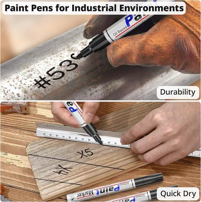 Alt view image 4 of 7 - DAPAWIN Black Paint Pen Permanent Marker Waterproof -4 Black paint markers,paint marker for Metal,Rocks,Wood,Plastic,Tire,Glass,Fabric,label,Medium Tip,Oil Based Markers Pens Permanent