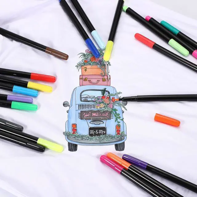 Alt view image 6 of 7 - PATIKIL Light Blue Permanent Fabric Markers for Cloths, Permanent Markers Set Fabric Pen on Plastic Wood Stone Metal and Glass for Coloring Drawing Writing Marking, 6Pack