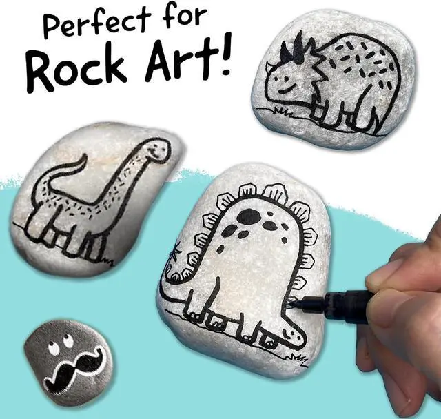 Alt view image 3 of 7 - 4 Black Acrylic Paint Marker Pens, Dual Fine Tip & Medium Point | Black Fabric Marker & Acrylic Pens for Wood, Rock Painting, Canvas, Plastic, Glass, Tire and Shoes - for Kids & Adults