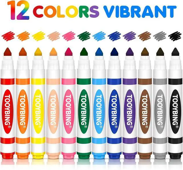 Alt view image 2 of 7 - 12 Count Washable Markers for Kids, Broad Line Markers with Conical Tip, Assorted Colors, Drawing Essentials for School Classroom, Student Teacher Must Have for Coloring Book, Art & Craft Supplies