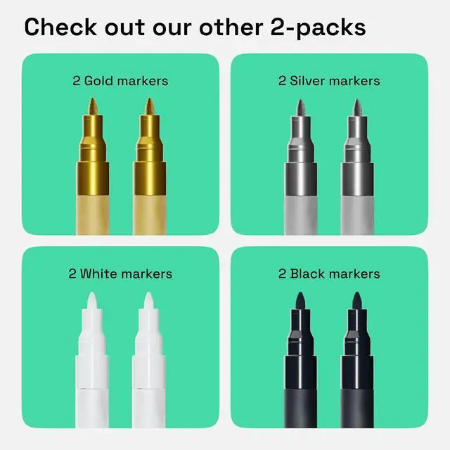 Alt view image 6 of 6 - ARTISTRO Black Acrylic Paint Markers - 0.7mm Extra Fine-Tip - Set of 2 | Paint Pens, Perfect for Crafting, Art Projects, & More