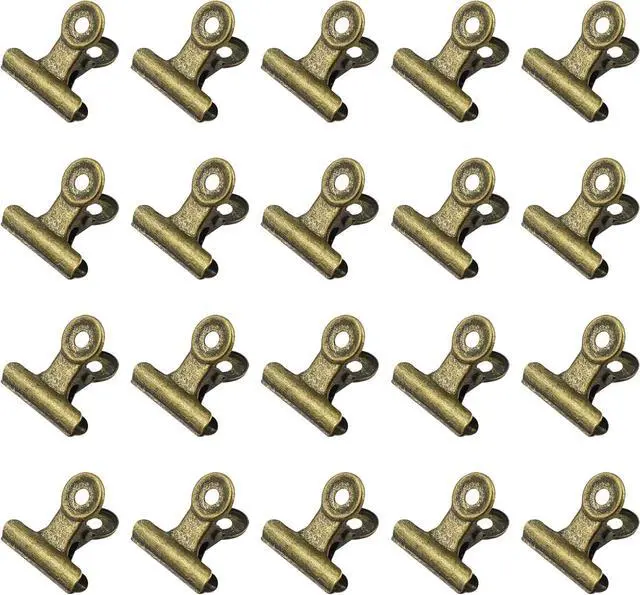 Main image of 20 Pieces Metal Bulldog Binder Clips, 1.2 Inch Hinge Paper Clips Clamps for Food Bags, Pictures Photos, Art Crafts, Home Office Supplies (Bronze)