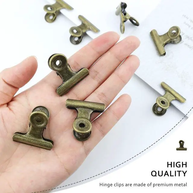 Alt view image 3 of 6 - 20 Pieces Metal Bulldog Binder Clips, 1.2 Inch Hinge Paper Clips Clamps for Food Bags, Pictures Photos, Art Crafts, Home Office Supplies (Bronze)