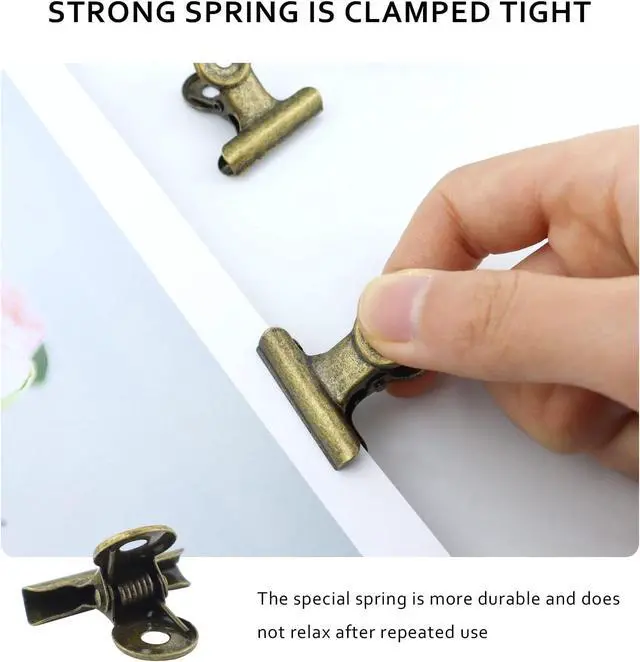 Alt view image 4 of 6 - 20 Pieces Metal Bulldog Binder Clips, 1.2 Inch Hinge Paper Clips Clamps for Food Bags, Pictures Photos, Art Crafts, Home Office Supplies (Bronze)