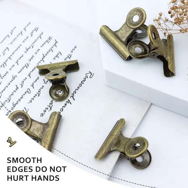 Alt view image 5 of 6 - 20 Pieces Metal Bulldog Binder Clips, 1.2 Inch Hinge Paper Clips Clamps for Food Bags, Pictures Photos, Art Crafts, Home Office Supplies (Bronze)