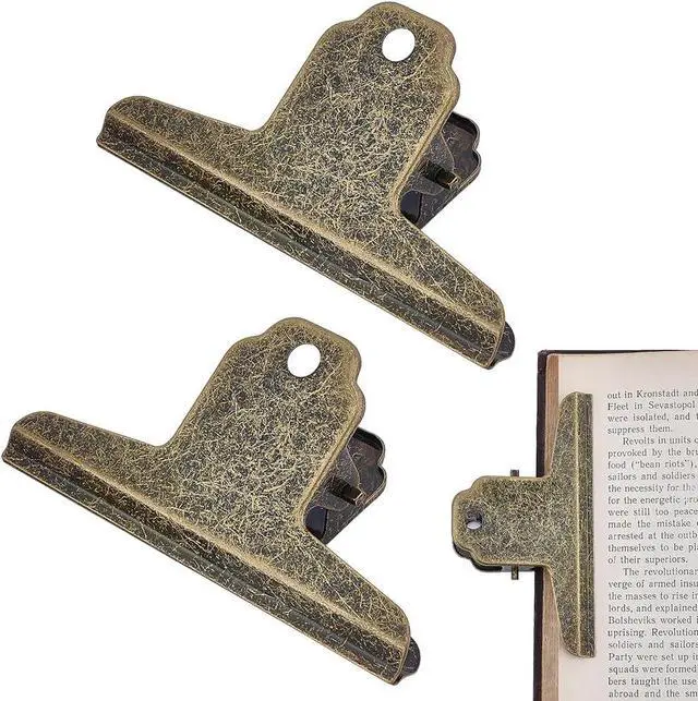 Main image of CRASPIRE 2Pcs Metal Bulldog Clips Vintage Large 4 in Bull Journal Clamps Antique Bronze Notebook File Money Binder Travelers Hinge Clip for Planner TN Food Bags Art Crafts Drawing Board Home Office