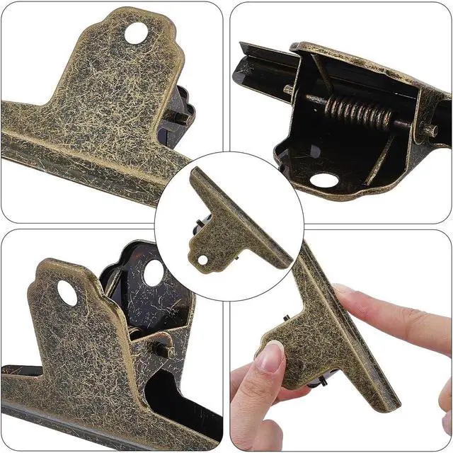 Alt view image 6 of 7 - CRASPIRE 2Pcs Metal Bulldog Clips Vintage Large 4 in Bull Journal Clamps Antique Bronze Notebook File Money Binder Travelers Hinge Clip for Planner TN Food Bags Art Crafts Drawing Board Home Office