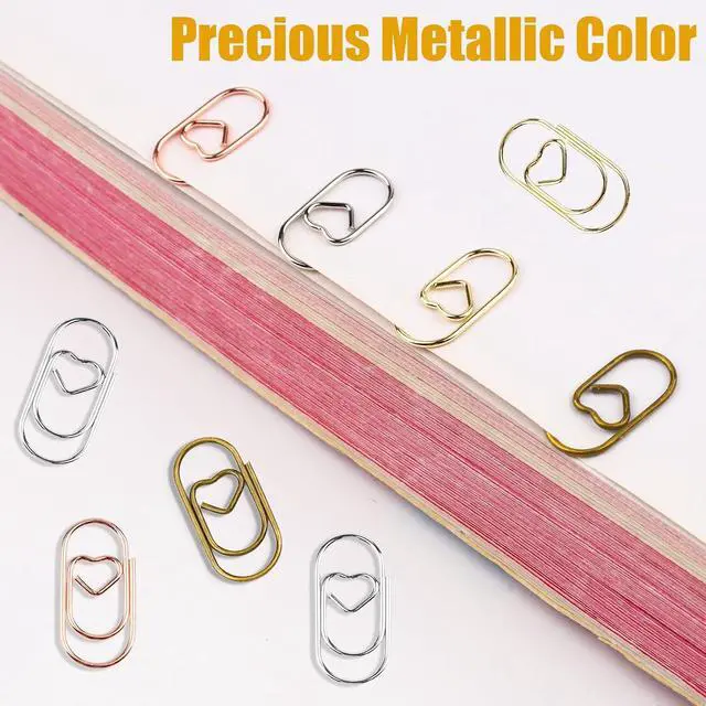 Alt view image 4 of 6 - 80 Pcs Heart Paper Clips - Love Heart-Shaped Small Clip Metal Journaling Clamps, Colorful Decorative Cute Paper Clips for Women, Document Note Sorting & Organizing