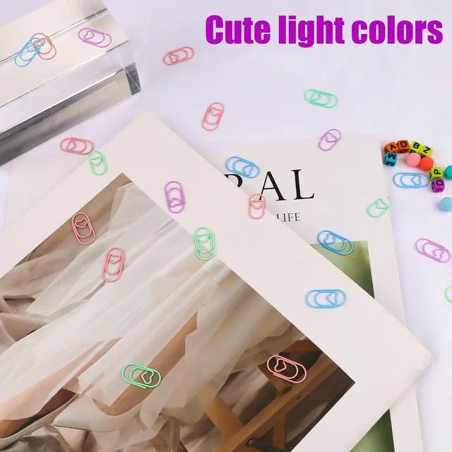 Alt view image 5 of 6 - 80 Pcs Heart Paper Clips - Love Heart-Shaped Small Clip Metal Journaling Clamps, Colorful Decorative Cute Paper Clips for Women, Document Note Sorting & Organizing