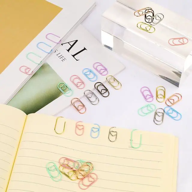 Alt view image 6 of 6 - 80 Pcs Heart Paper Clips - Love Heart-Shaped Small Clip Metal Journaling Clamps, Colorful Decorative Cute Paper Clips for Women, Document Note Sorting & Organizing