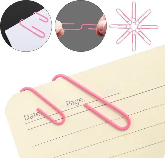 Alt view image 5 of 7 - Pink Binder Clips Paper Clips,380 PCS Assorted Sizes Paperclips | Paper Clamps Rubber Bands for Files, Papers, Home Supplies (Pink)