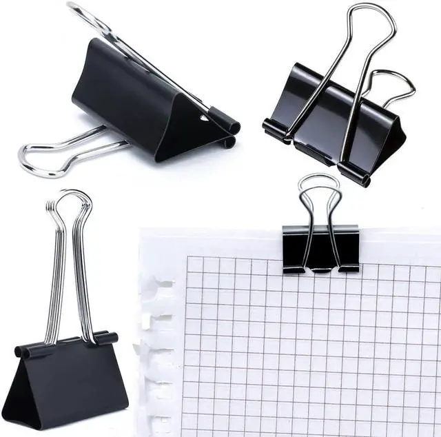 Alt view image 4 of 7 - JANYUN 150Pcs Large Binder Clips 6 Assorted Sizes Paper Clamps Clip for Paper Metal Clip Office School Home Supplies (Black)