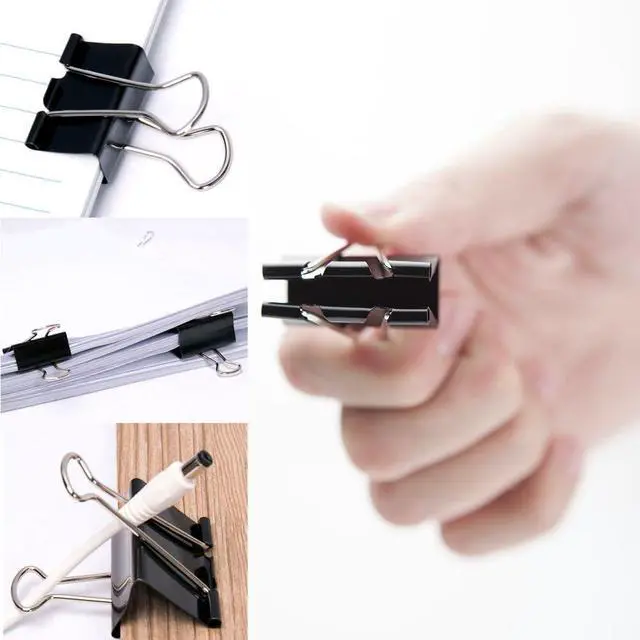 Alt view image 5 of 7 - JANYUN 150Pcs Large Binder Clips 6 Assorted Sizes Paper Clamps Clip for Paper Metal Clip Office School Home Supplies (Black)
