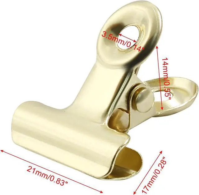 Alt view image 2 of 5 - Bonsicoky Metal Bulldog Clips, Gold, 22mm, 30 Pcs | Bull Binder Paper Clips, For Tags Shops, Office and Home