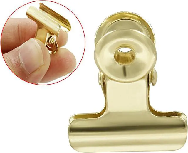 Alt view image 3 of 5 - Bonsicoky Metal Bulldog Clips, Gold, 22mm, 30 Pcs | Bull Binder Paper Clips, For Tags Shops, Office and Home