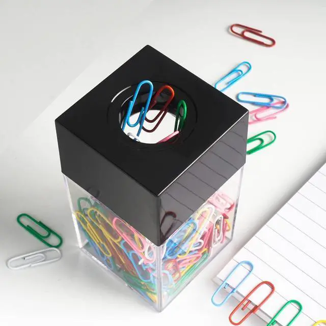 Alt view image 6 of 6 - grwanpen® Extra Large Magnetic Paper Clip Dispenser 500 Clip Capacity, Heavy-Duty Magnetic Desktop Organizer for Office, Home Office & School Supplies Efficient Organization,Black,2-Pack