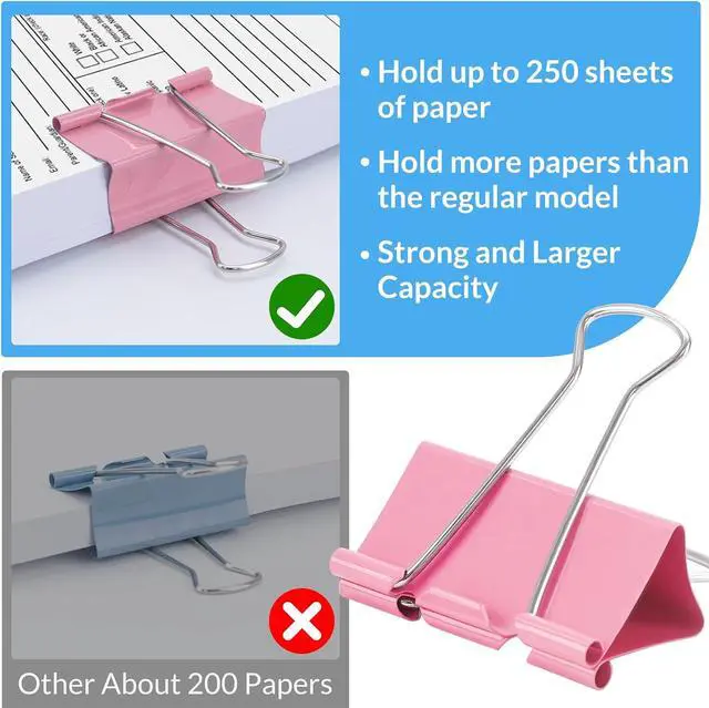 Alt view image 3 of 7 - OWLKELA 12 Pack Binder Clips, 2 Inch, Assorted Colors | Extra Jumbo Size, Large Paper Clamps,Ideal for Home, School and Office Supplies