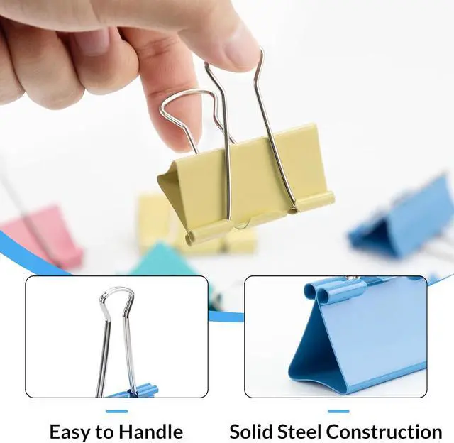 Alt view image 4 of 7 - OWLKELA 12 Pack Binder Clips, 2 Inch, Assorted Colors | Extra Jumbo Size, Large Paper Clamps,Ideal for Home, School and Office Supplies