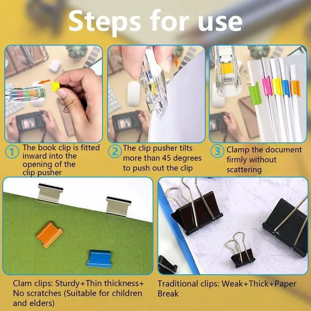 Alt view image 3 of 7 - Office Supplies - 100pcs Reusable Metal Paper Clips, Portable Dispenser (50 Colorful + 50 Silver), 2 Small Storage Bins
