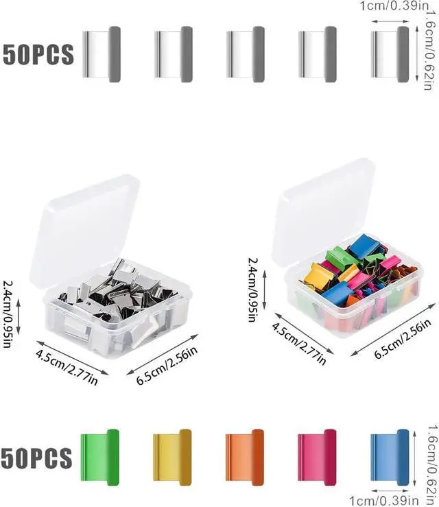 Alt view image 2 of 7 - Office Supplies - 100pcs Reusable Metal Paper Clips, Portable Dispenser (50 Colorful + 50 Silver), 2 Small Storage Bins