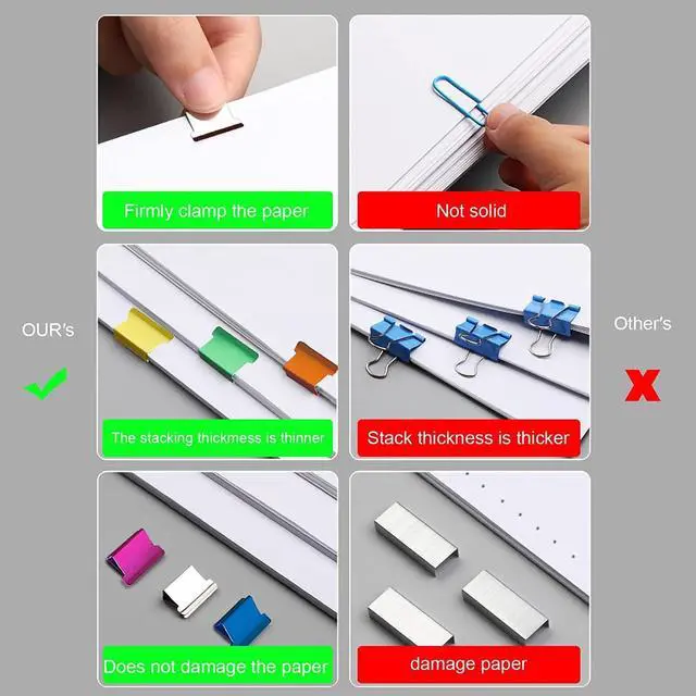 Alt view image 4 of 7 - Office Supplies - 100pcs Reusable Metal Paper Clips, Portable Dispenser (50 Colorful + 50 Silver), 2 Small Storage Bins