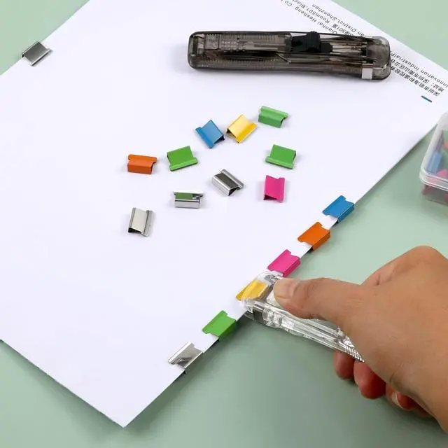 Alt view image 5 of 7 - Office Supplies - 100pcs Reusable Metal Paper Clips, Portable Dispenser (50 Colorful + 50 Silver), 2 Small Storage Bins