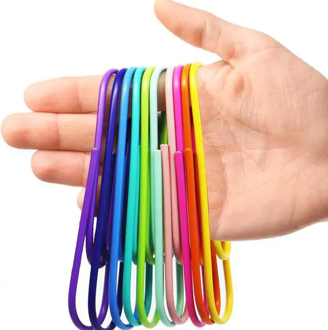 Main image of 40 PCS Jumbo Paper Clips, Vinyl Coated Multicolored Large Mega Paperclips | Office, School, Document Organizing, Office Supply Accessories, Multiple Colors, Strong Metal Construction, Good Quality