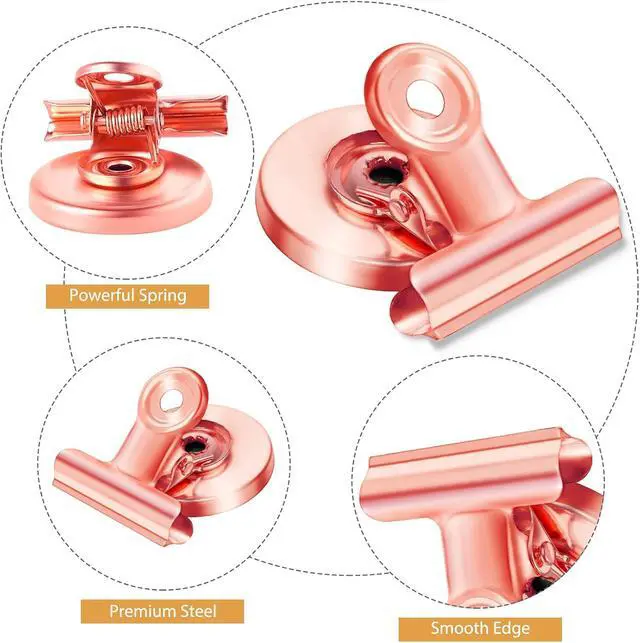 Alt view image 3 of 6 - 8 Pack Refrigerator Magnets Fridge Magnets Magnetic Clips Perfect for Refrigerator Whiteboard Magnets Photo Displays Home School UseHeavy Duty Magnetic Clips (Rose Gold)