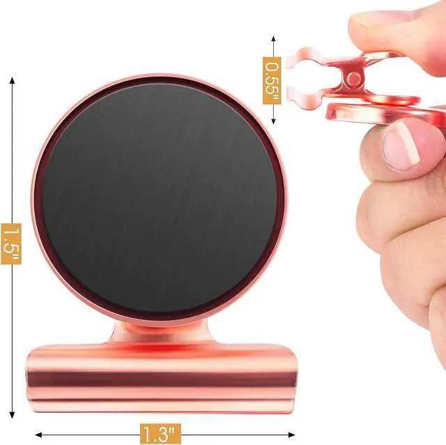 Alt view image 2 of 6 - 8 Pack Refrigerator Magnets Fridge Magnets Magnetic Clips Perfect for Refrigerator Whiteboard Magnets Photo Displays Home School UseHeavy Duty Magnetic Clips (Rose Gold)