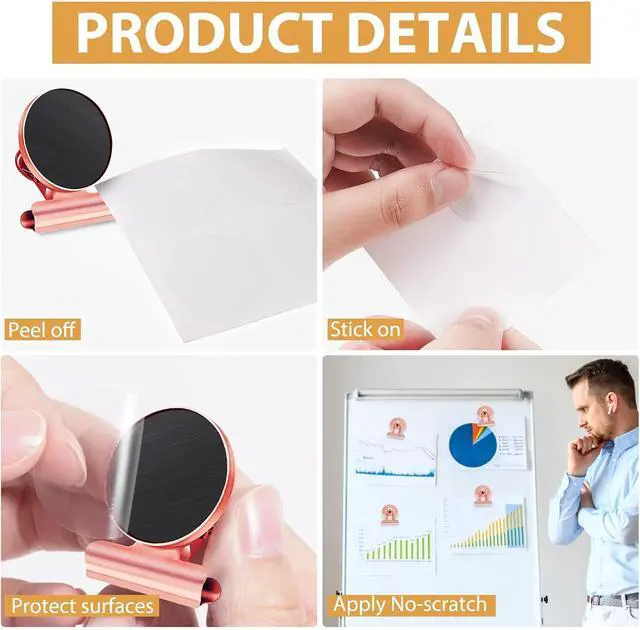 Alt view image 6 of 6 - 8 Pack Refrigerator Magnets Fridge Magnets Magnetic Clips Perfect for Refrigerator Whiteboard Magnets Photo Displays Home School UseHeavy Duty Magnetic Clips (Rose Gold)