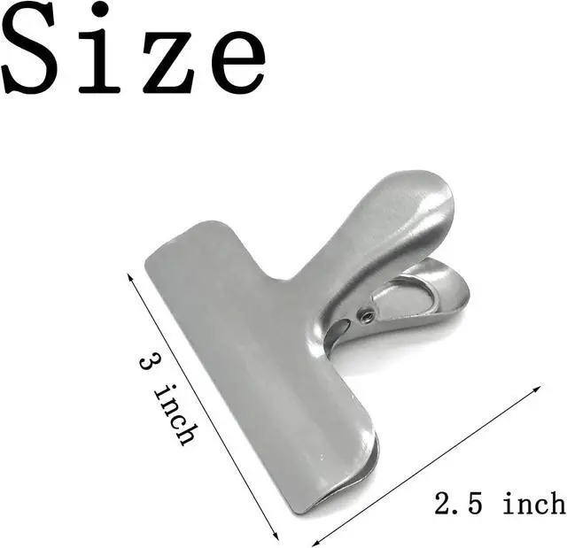Alt view image 3 of 5 - 8 Pack Metal Chip Clips, 3 Inch Food Bag Clips, Silver | Stainless Steel Heavy Duty Air Tight Seal, Durable Metal Clamps for Kitchen and Office